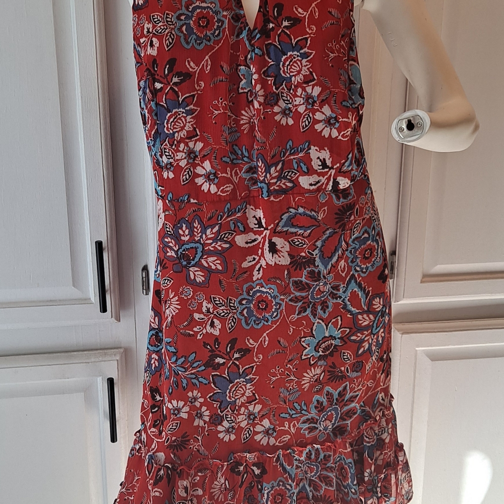 Est.1946 Elegant Floral Flowy Midi Dress in Red